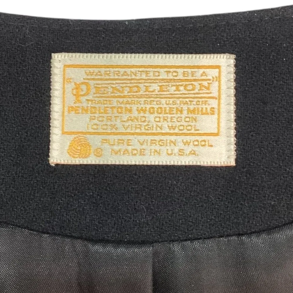Vintage 70s‎ Pendleton Black Wool Blazer Jacket Women's Size 10